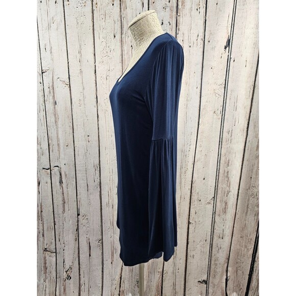 ALK Women's XS Chaser Navy Blue Cool Jersey Flared Sleeve Dress Mini Shift Bell - Picture 6 of 10